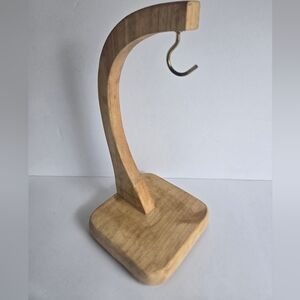 Wooden Single Mug Stand with Brass Hook - Natural